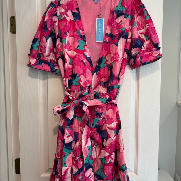 Floral Pink Wrap Dress Draper James Reba Dress - Picture 5 of 8